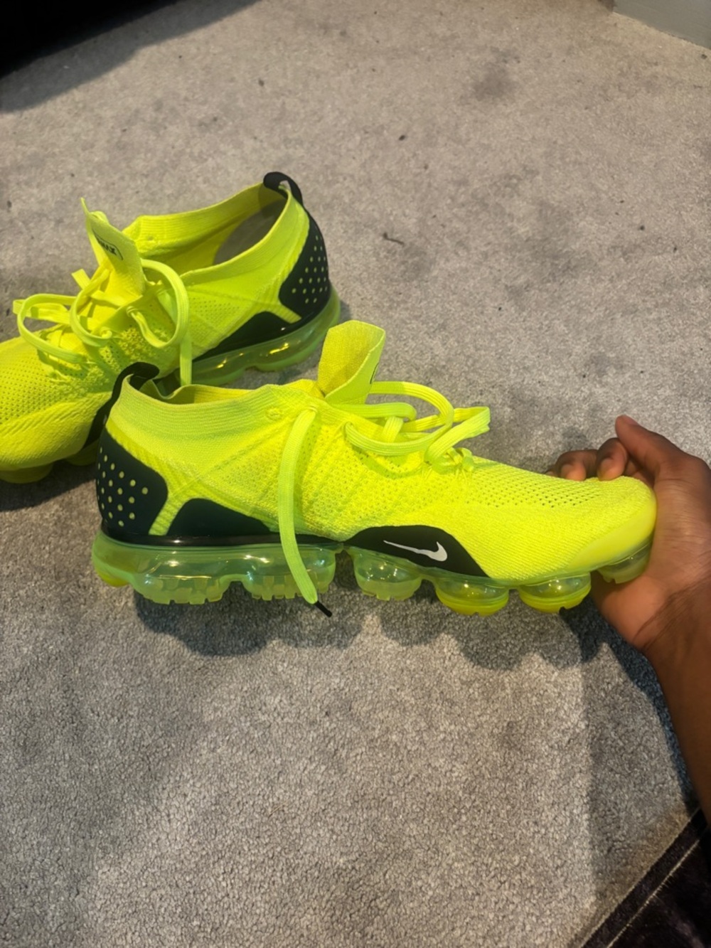 Nike Men's Air VaporMax Yellow-Neon Running Shoe with White Swoosh